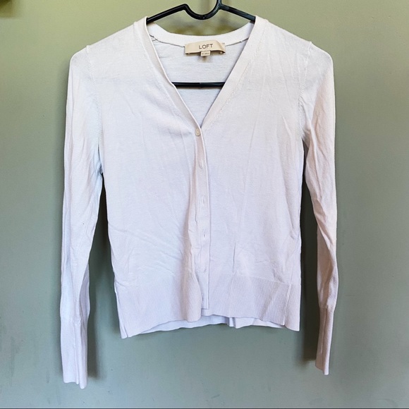 LOFT Women’s, V-Neck Cardigan in White, size XS - Picture 2 of 4